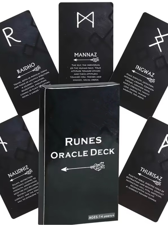 Other - ⭐️ Runes Oracle Deck - Black Rune Divination Cards